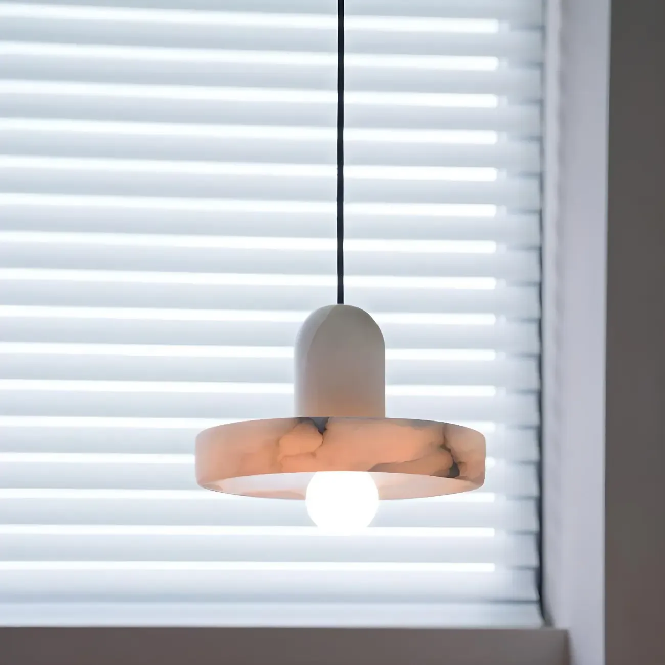 Modern Pendant Chandelier with White Agate Shade