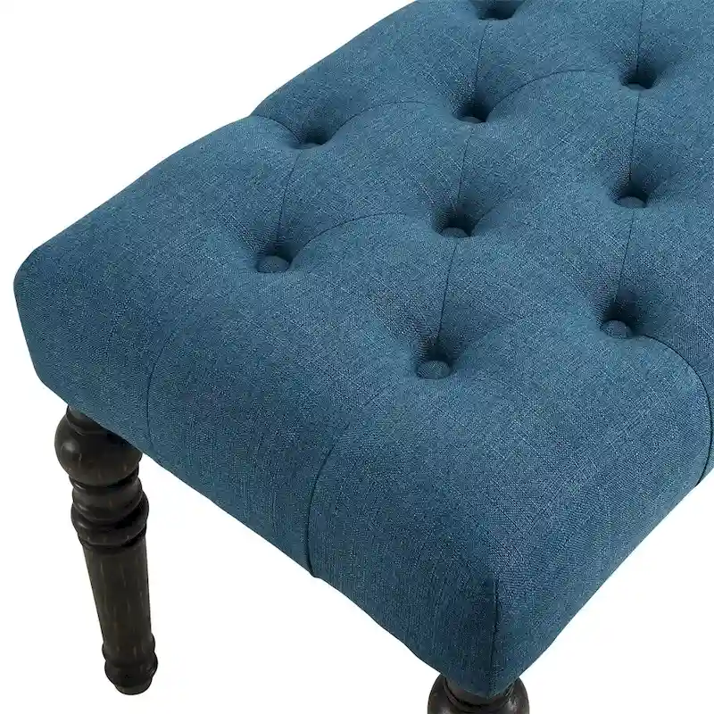 Fabric Tufted Turned Leg Dining Bench