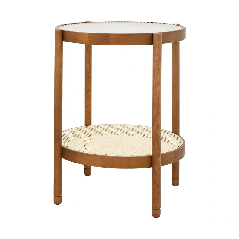 Modern Farmhouse Coffee Table Set Nesting Round Wooden Table Side Table Set