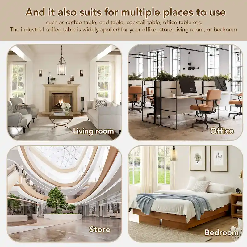 Modern Coffee Table with Metal Legs - 19.60 x 43.30 x 17.80