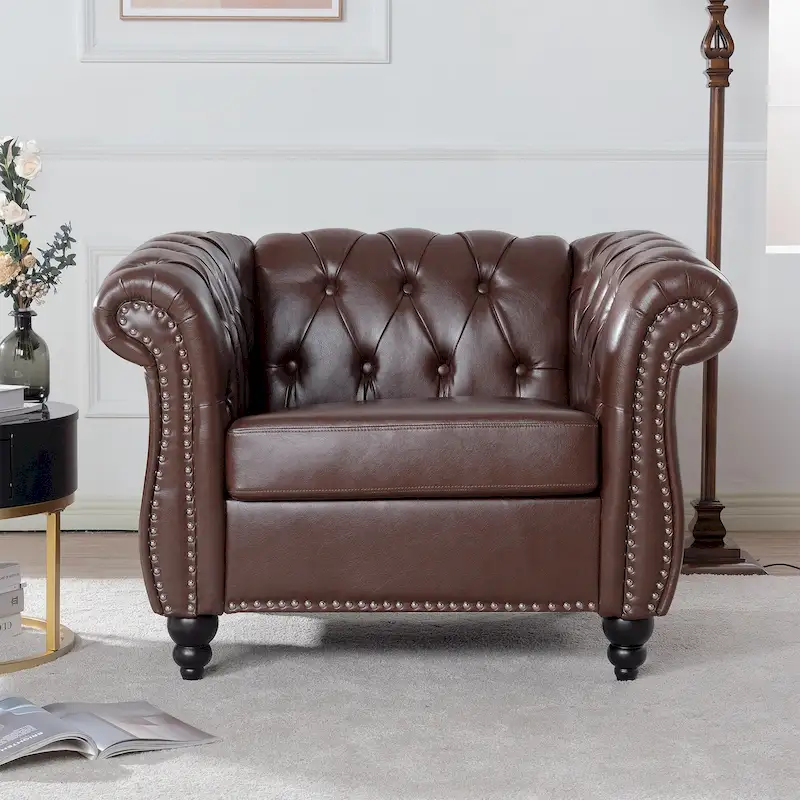 Christopher Knight Home- Winston PU Leather Chesterfield Club Chair