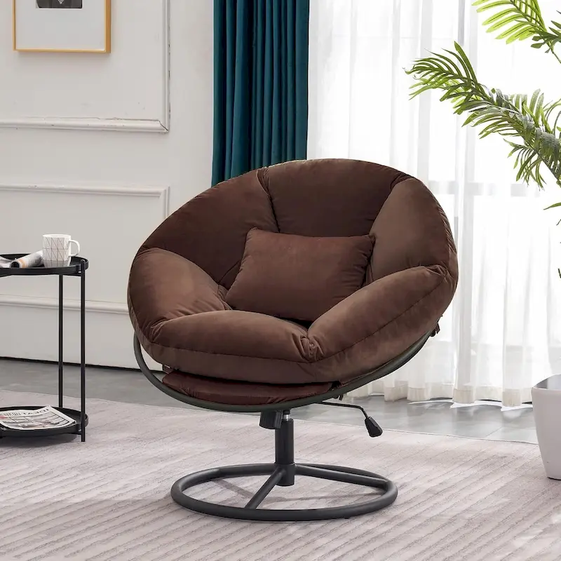 MCombo Gas Lift Swivel Papasan Chair with Height Adjustment, Velvet HQ405