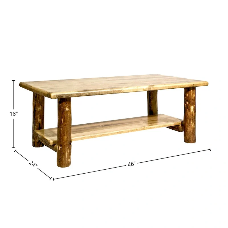 Glacier Country Collection Coffee Table with Shelf, Stained & Lacquered Finish