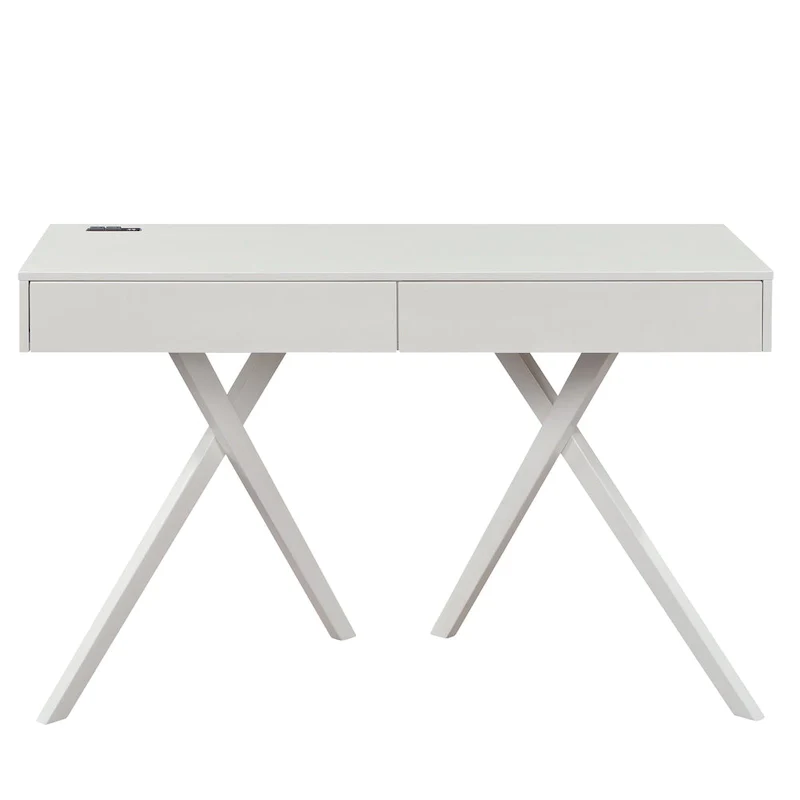 Foli Transitional 47-inch Wood 2-Drawer Desk with USBs and Power Outlets by Furniture of America