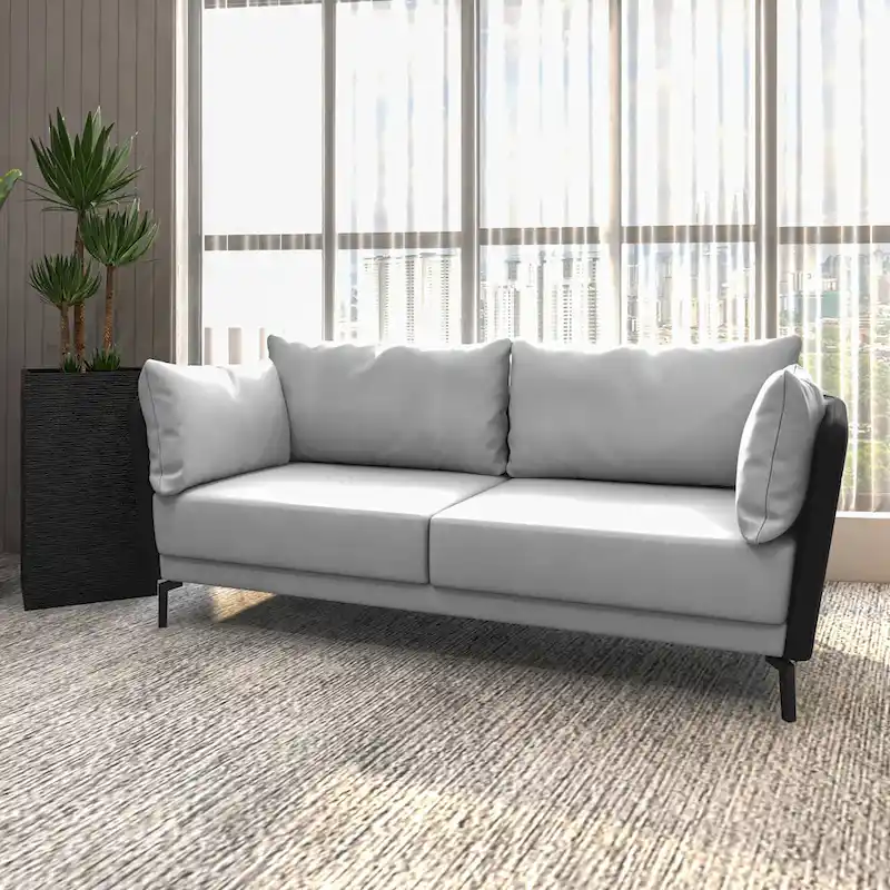 Luxify 3-Seater Leather Sofa in Upholstered Leather with Metal Legs & Removable Cushions for Living Room & Lounges