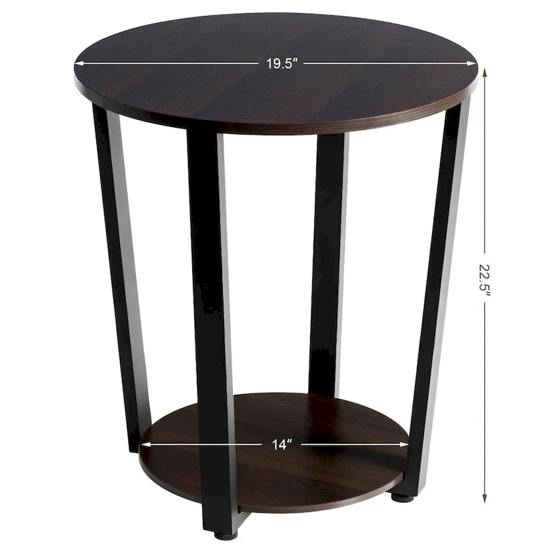 Costway Set of 2 Industrial End Table Sofa Side Table Nightstand Shelf