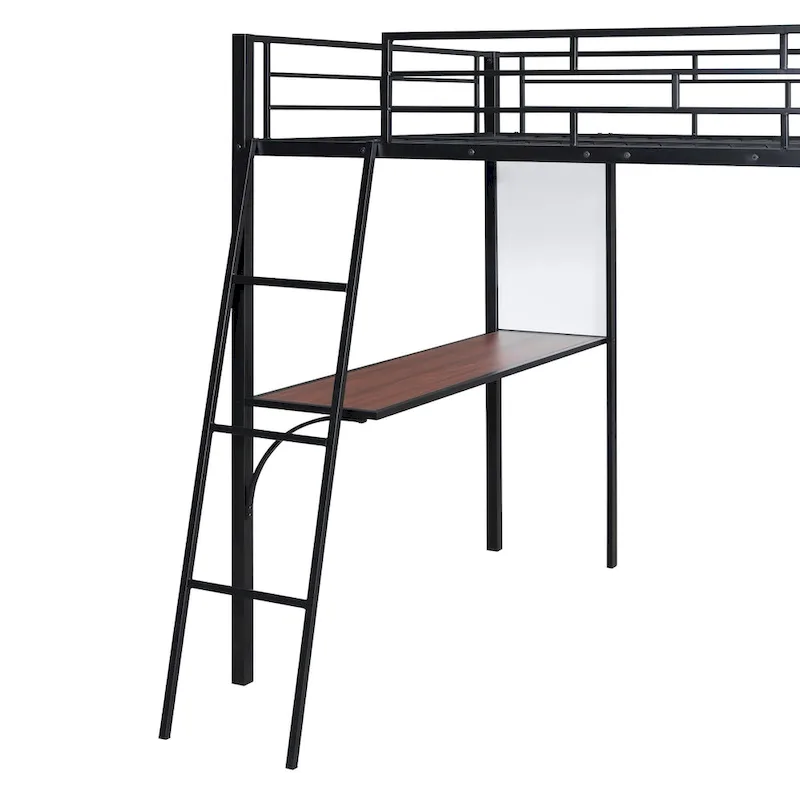 Twin Metal Loft Bed with Built-in Desk