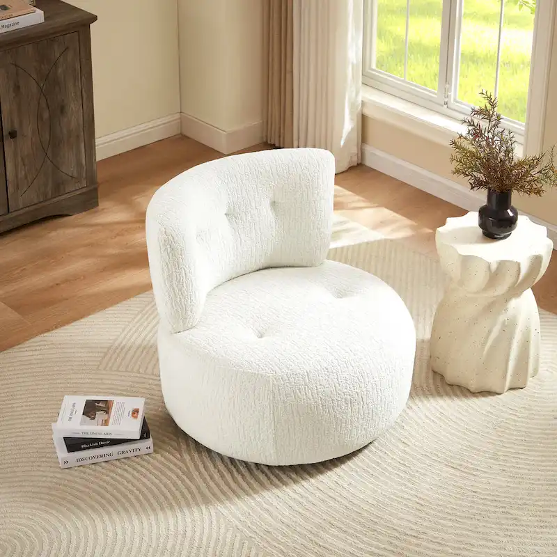 Art Leon Flannel Upholstered Swivel Accent Chair