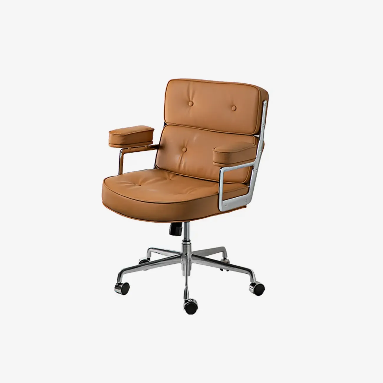 Upholstered Apricot Leather Adjustable Swivel Office Chair