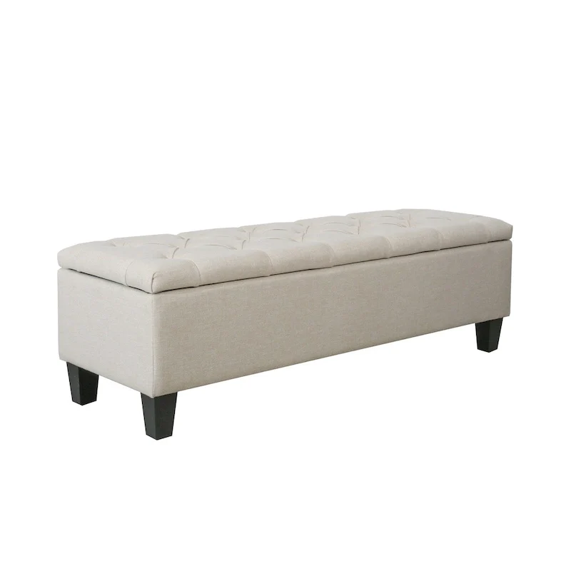Porthos Home Vero Fabric Flip Top Button Tufted Storage Bench