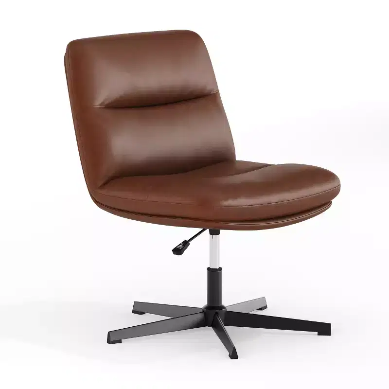 Merrick Lane Mid-Back Height-Adjustable Stationary Armless Swivel Office Chair - Padded Upholstered Wide Back and Seat, Strong Frame