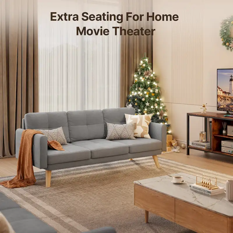 3 Seater Upholstered Living Room Sleeper Sofa, Recliner Sofa Bed with Backrest