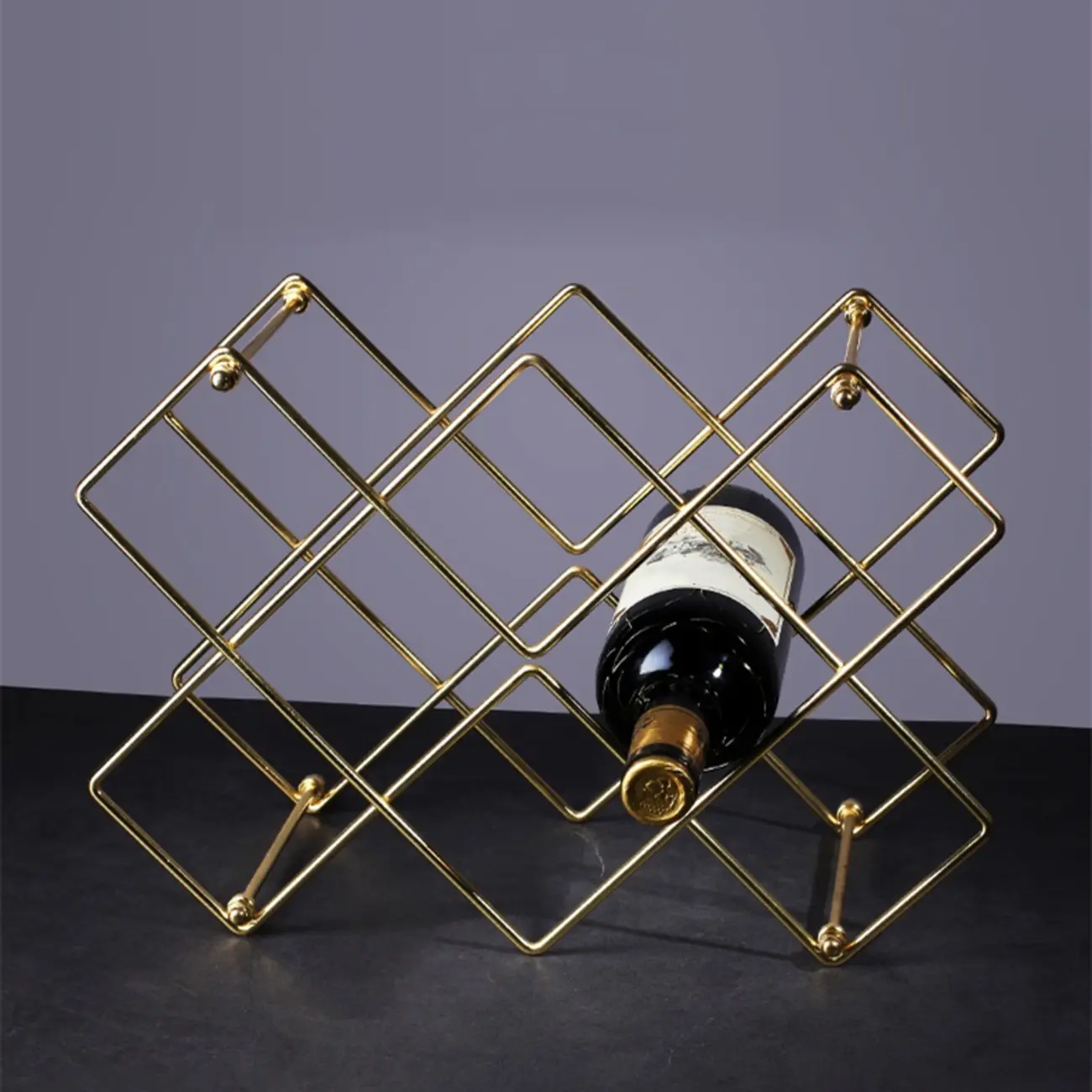 Modern Wine Rack Golden Honeycomb Countertop Bottle Holder
