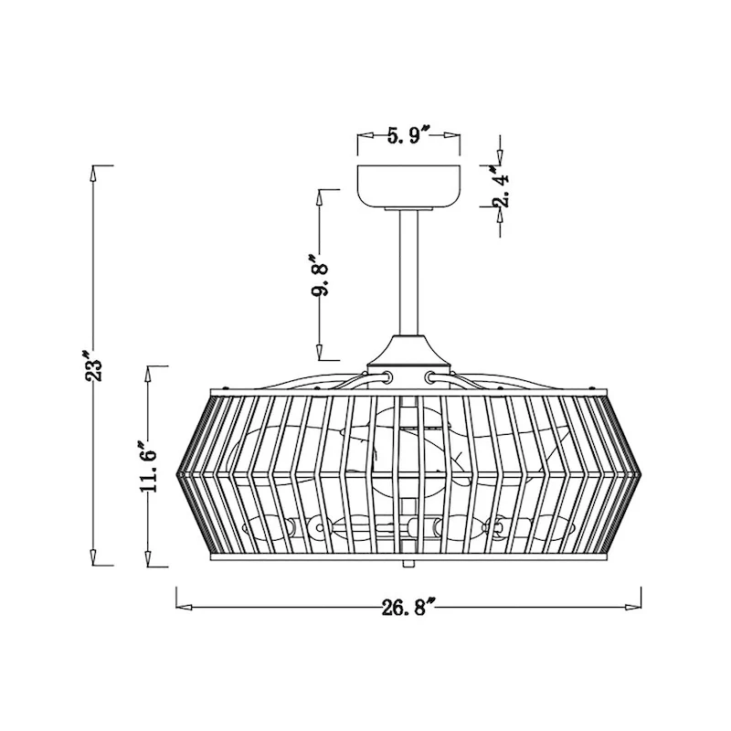 Marcelin 26-inch Matte Gold 6 Lights 3 Blades Lighted Ceiling Fan with Remote