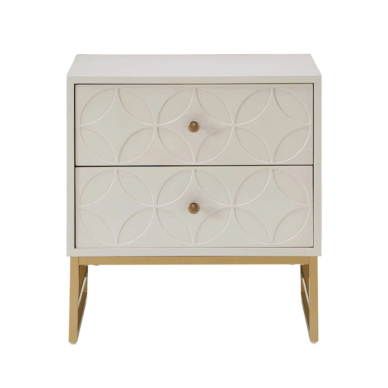 Arched Diamond 2- Drawer Gold Metal End Table