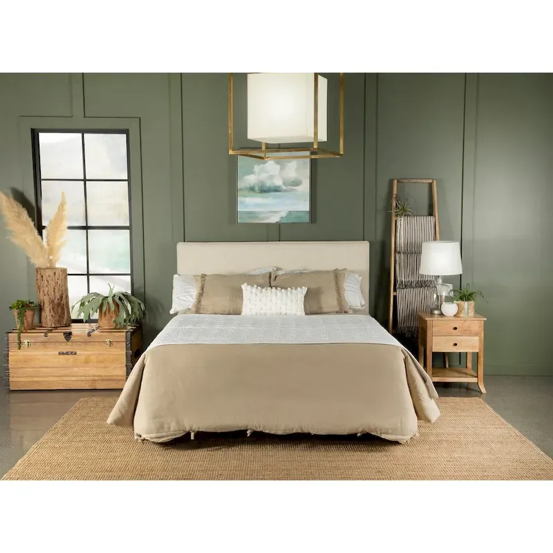Sand Upholstered Headboard with Self-Welt Details