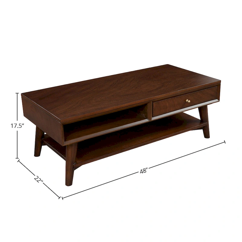 Alpine Furniture Flynn Mid Century Modern 1 Drawer Coffee Table