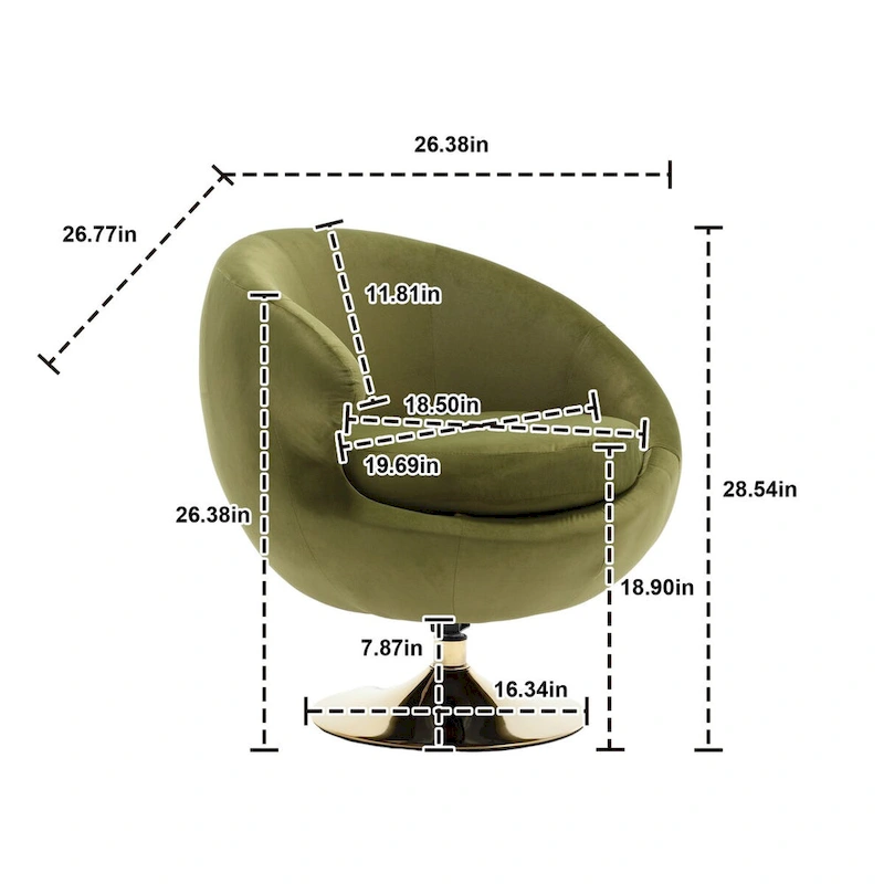 HOMEFUN Velvet 360 Degree Swivel Cuddle Barrel Accent Chairsset of 2