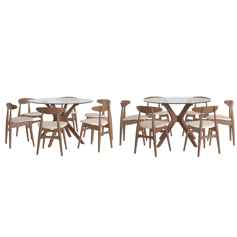 Sylvestria Mid-Century Walnut Finish Round Dining Set