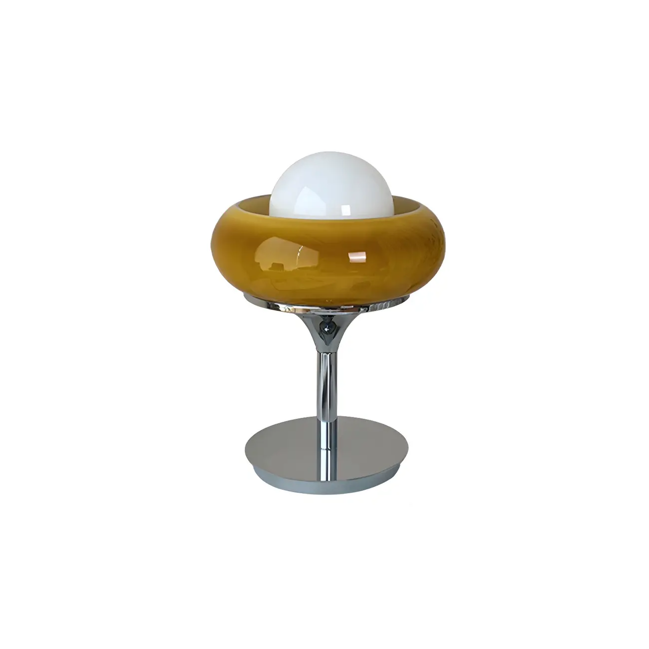Yellow Egg Tart Globe Glass Silver Table Lamp