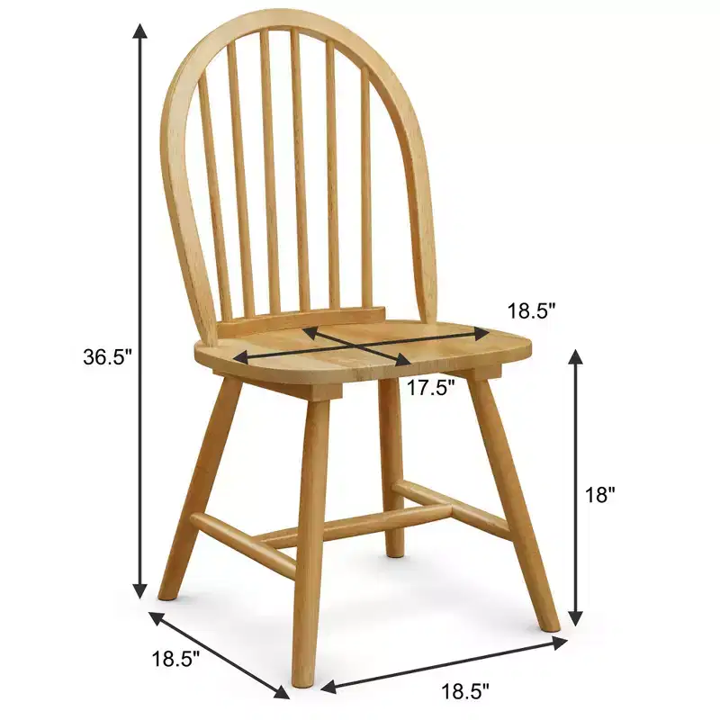 Costway 4 PCS Vintage Windsor Dining Side Chair Wood Spindleback Kitchen Natural