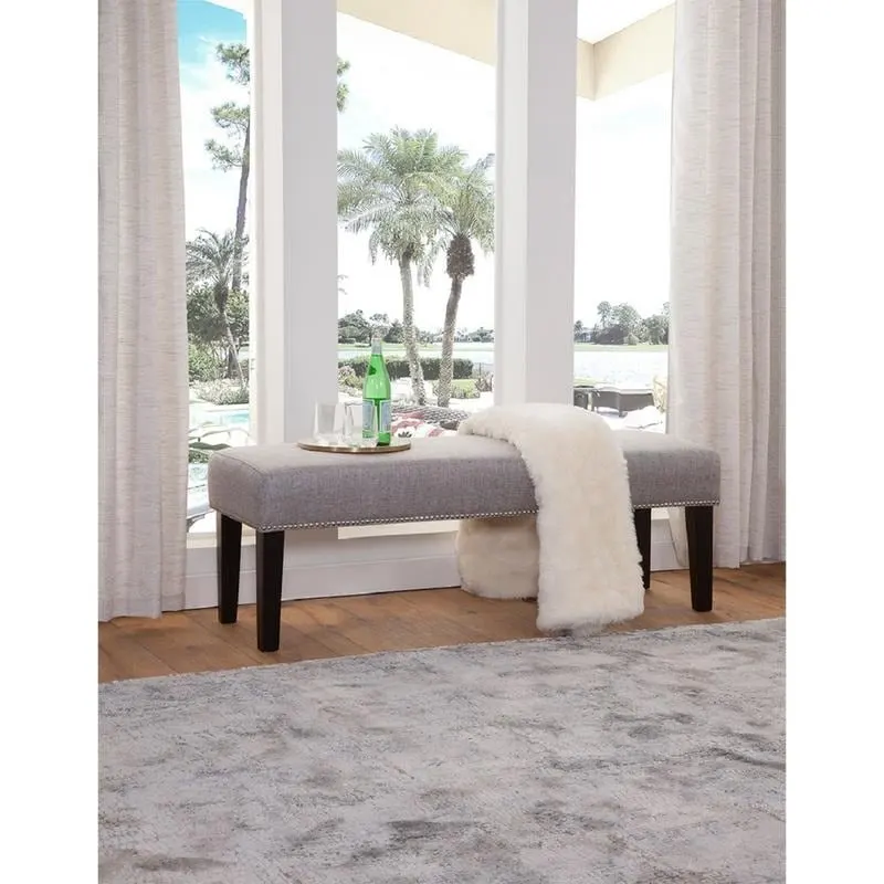 Grafton Home Miley Upholstered Accent Bench w/ Nailhead Trim