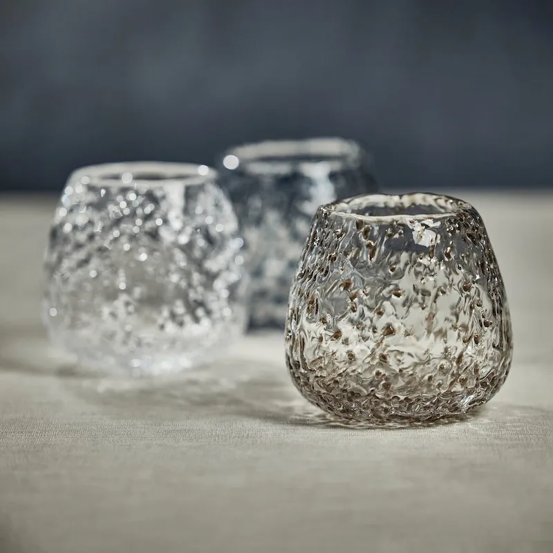 Elodie Glass Vase/Candle Holder w/ Glass Chips