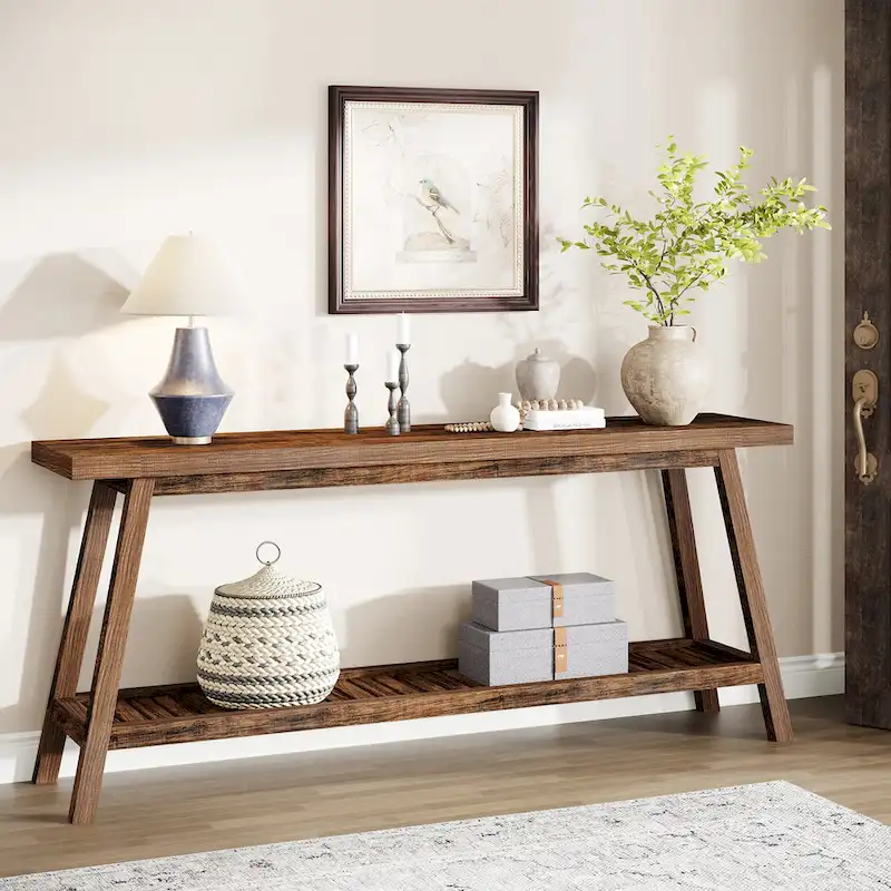 Farmhouse Console Entryway Table, 70.9 Inches Extra Long