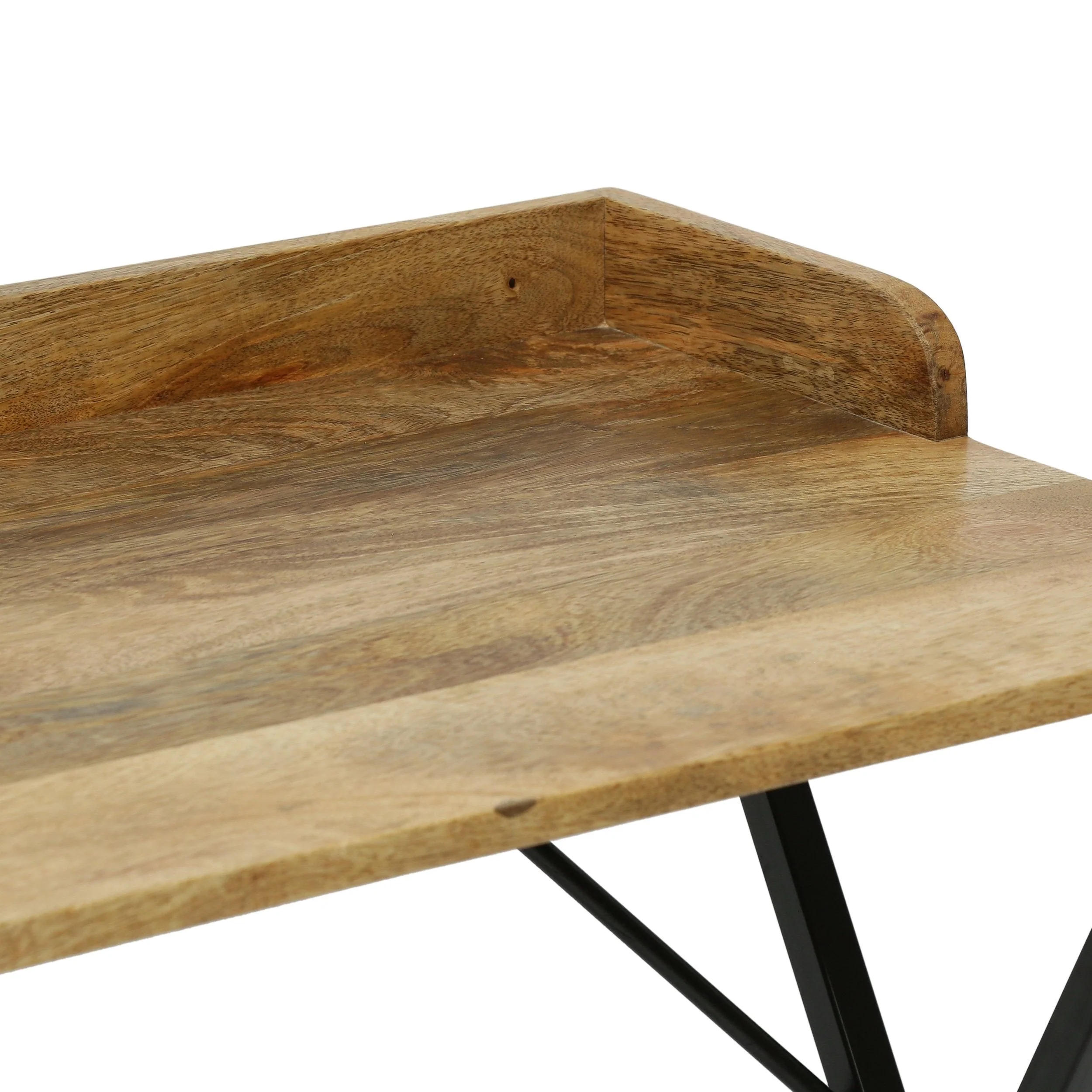 Modern Industrial Handcrafted Mango Wood Tray Top Desk, Natural and Black - NH264413