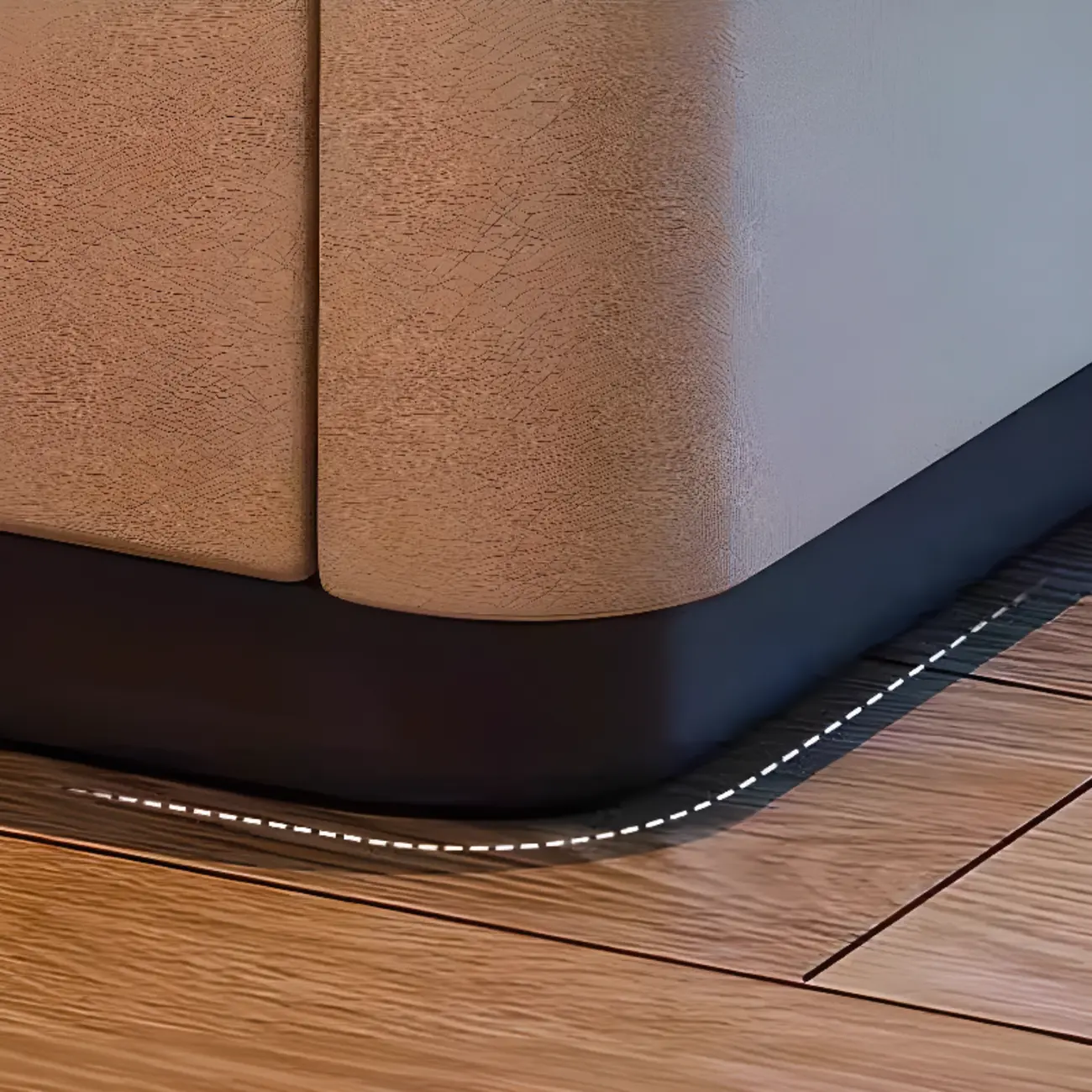 Wooden Overbed 2 Drawers Nightstand with Grooved Top