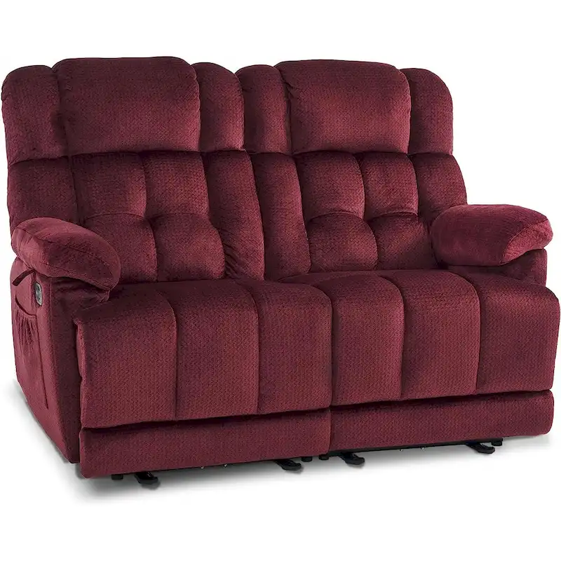 Power Reclining Loveseat, Red/Grey/Beige/Blue/Brown, Heat & Massage, Seats 2