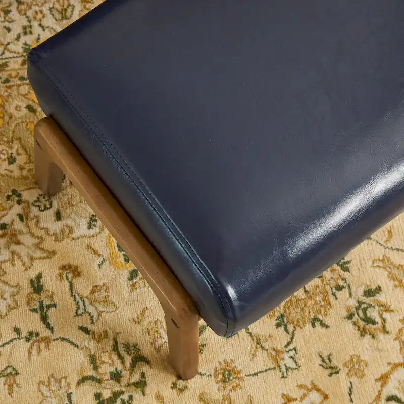 Glitzhome 30.75 H Mid-Century PU Leather Armchair with Ottoman Set