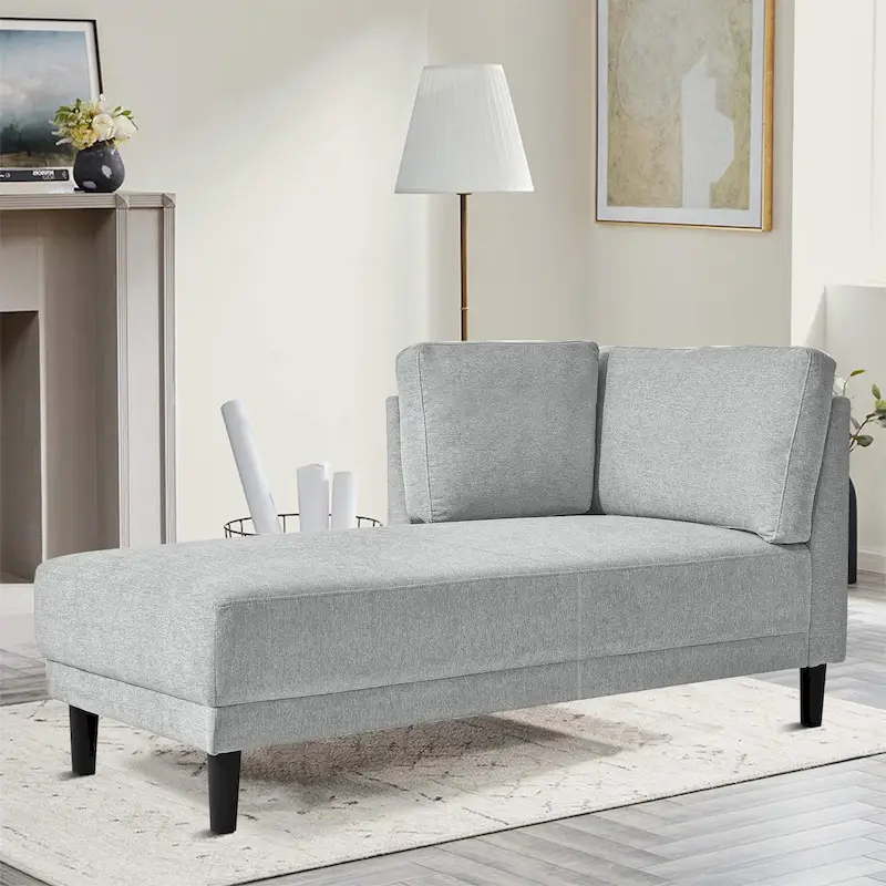 Stylish Indoor Linen Fabric Upholstered Single Leisure Chaise Lounge Chair