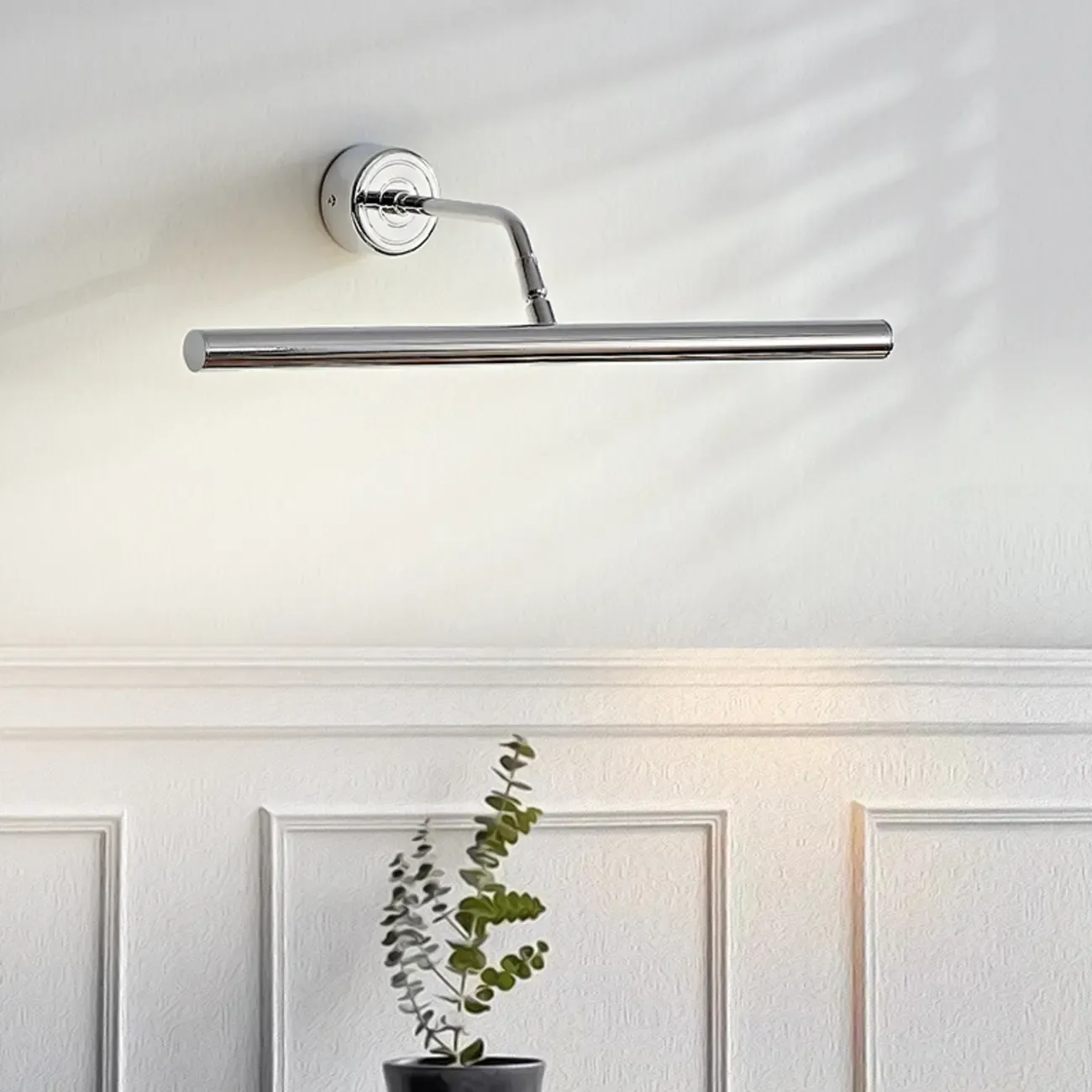 Modern Silver Metal tubular LED Wall Lamp with Angled Arm