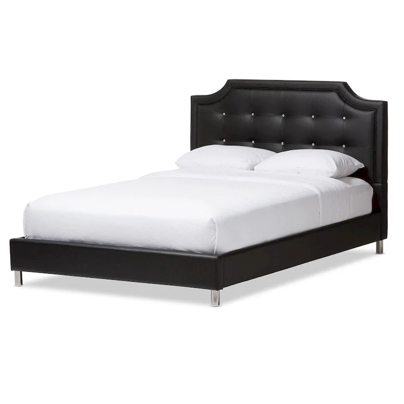 Baxton Studio Carlotta Modern Black Faux Leather Platform Bed with Upholstered Headboard