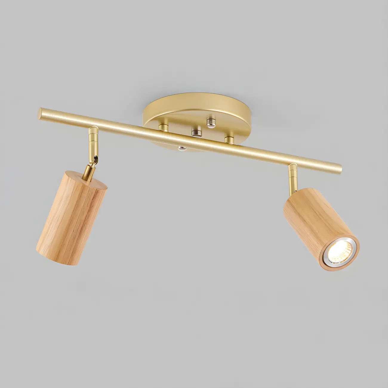 Modern Rubber Wood Brown Semi Flush Mount Track Light