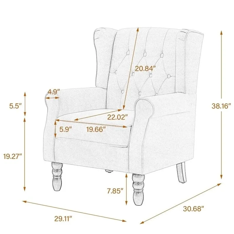 Button-Tufted Accent Club Chair Wingback Armchair Set of 2