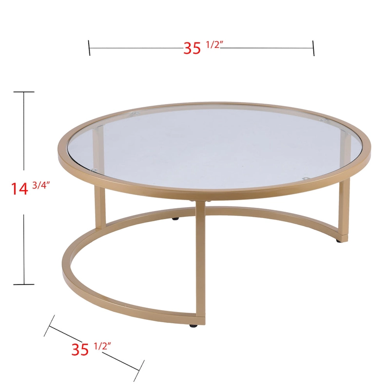 SEI Furniture Grant Round Gold Nesting Coffee Table - Set of 2