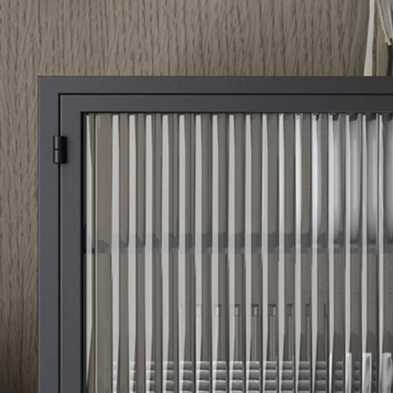 Black Metal Wall-Mounted Kitchen China Cabinet