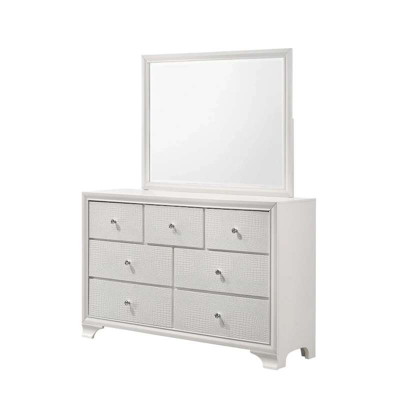 Kym 4 Piece Frost LED Faux Leather Upholstered Tufted Panel Bedroom Set