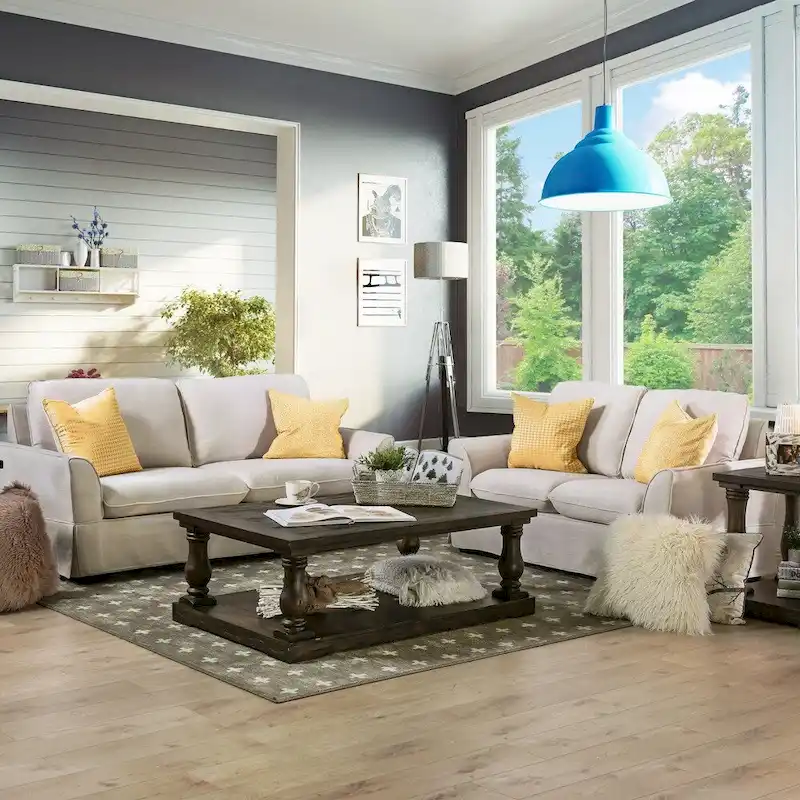 Nis Casual Fabric Upholstered Slipcovered Sofa by Furniture of America