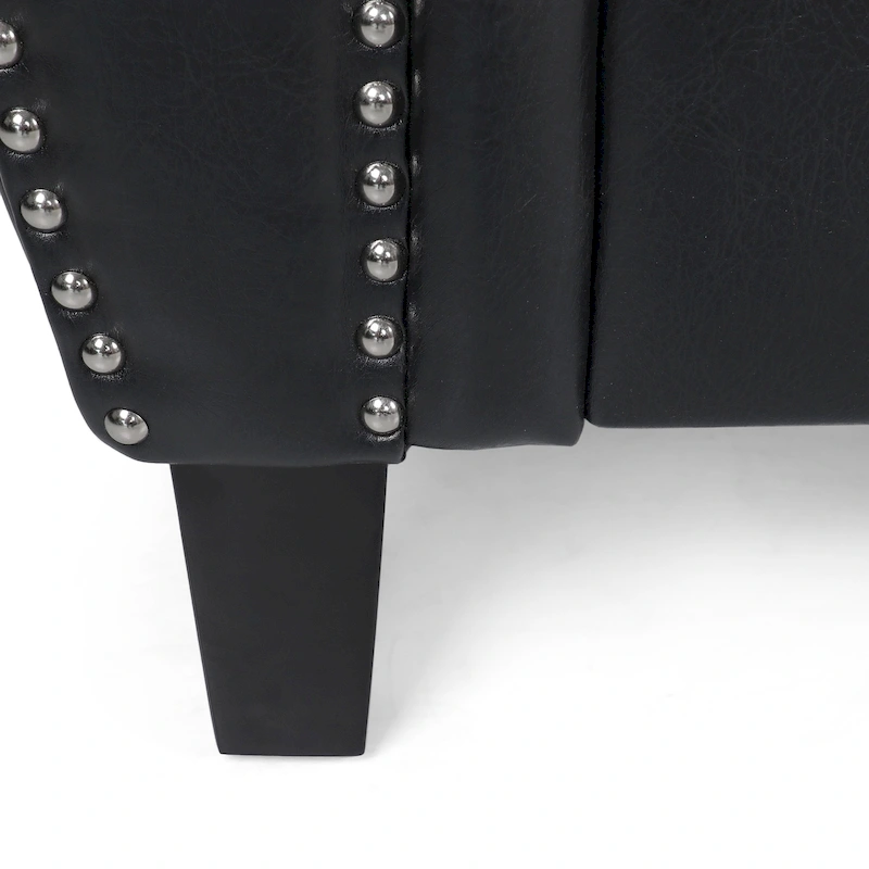 Dowd Faux Leather 3 Seater Sofa with Nailhead Trim by Christopher Knight Home