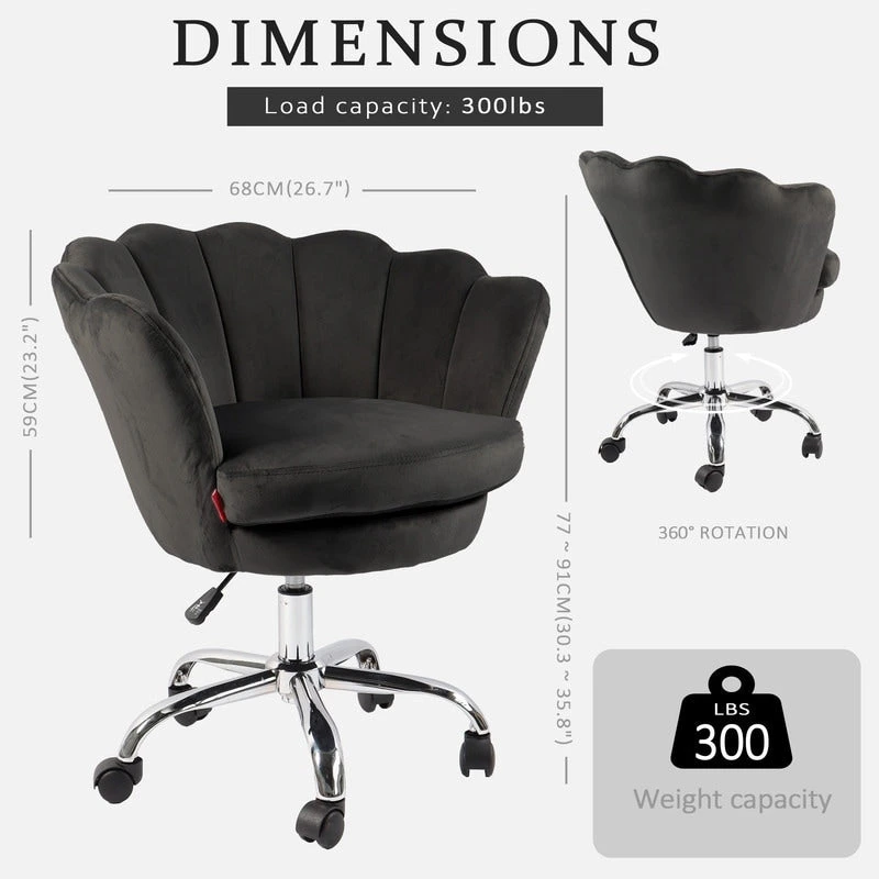 VANITII Accent Chair Swivel Vanity Chair Office Desk Chair With Wheels Modern Height Adjustable Pink/Grey/White