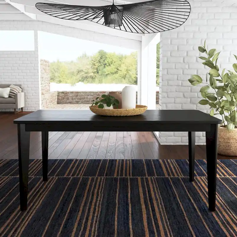 Black Wood Rectangle Dining Table 66 x 30 x 36 Inches, Modern Kitchen Dining Room Table