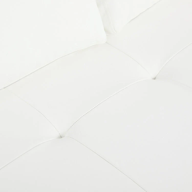 Modern Genuine Leather Sofa with Wooden Legs & Additional Bolster Pillow