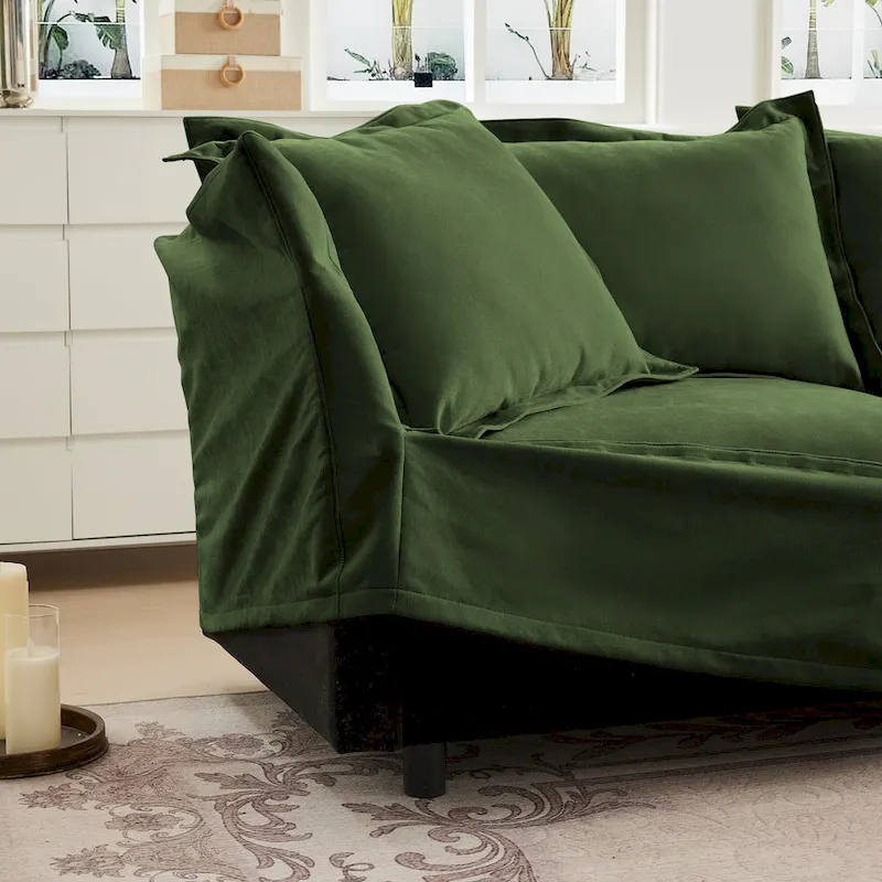 83.4  Chenille 2-Seater Sectional Sofa with Ottomans