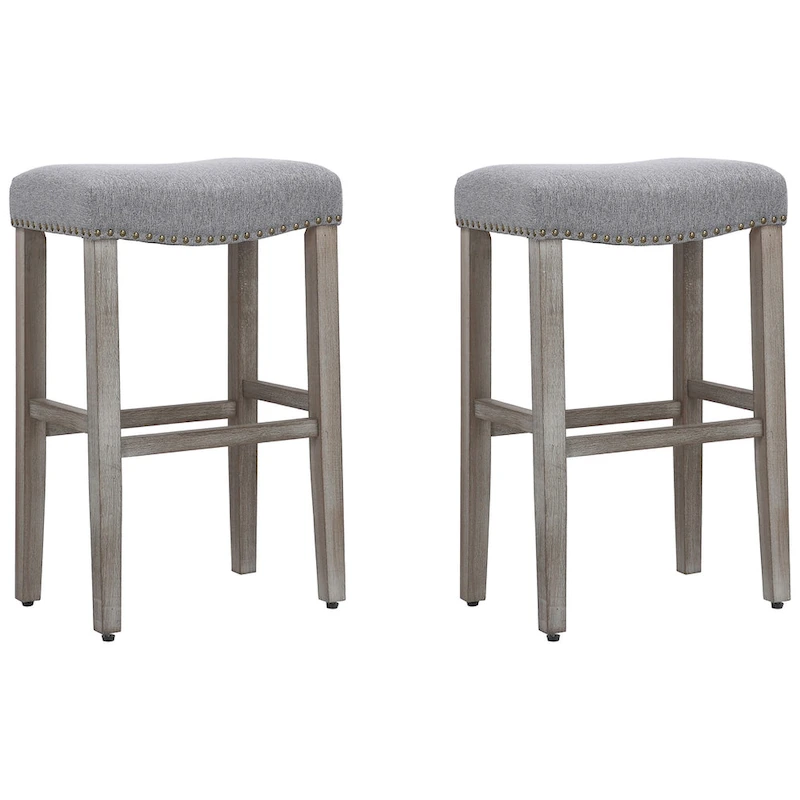 Jameson Upholstered Polyester Gray 29 Inch Bar Stool (Set Of 2)