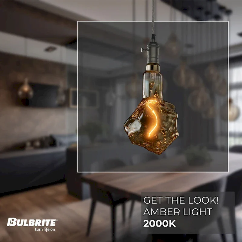 Bulbrite LED Grand Bulb and Pendant Kit of (1) 4 Watt Antique Glass 13  Glacier Shaped Bulb