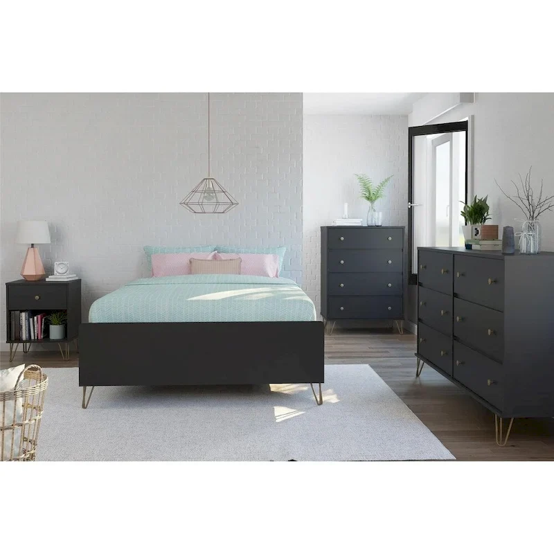 The Novogratz Owen Black Nightstand