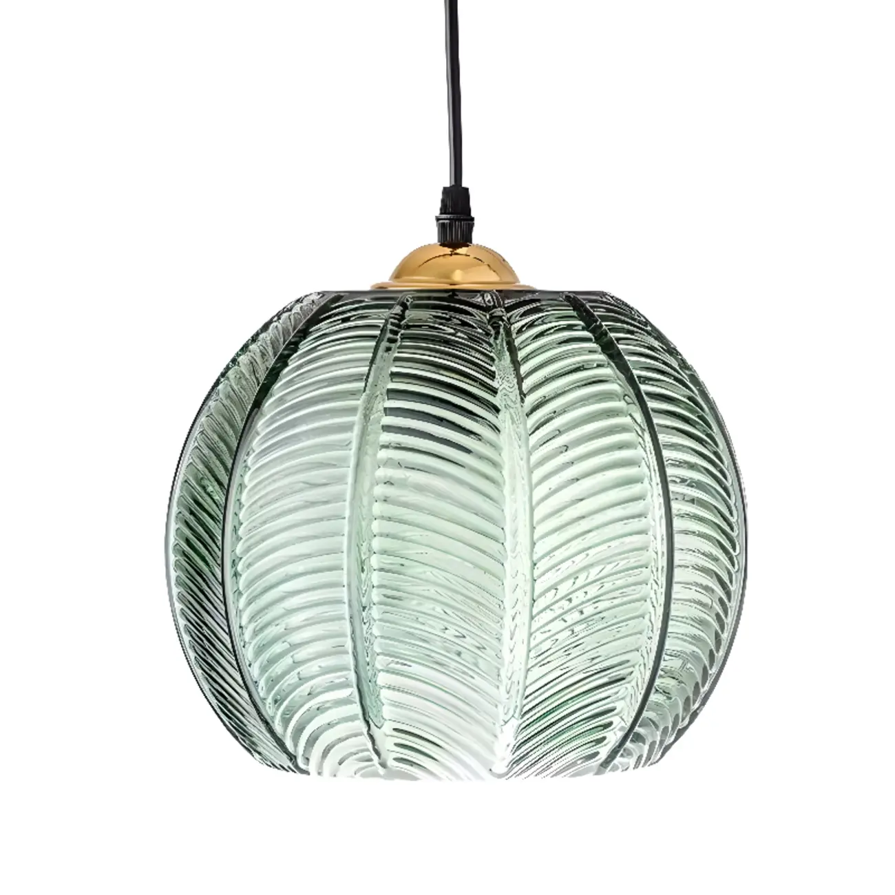 Modern Green Glass Leaf-Inspired Globe Pendant Light